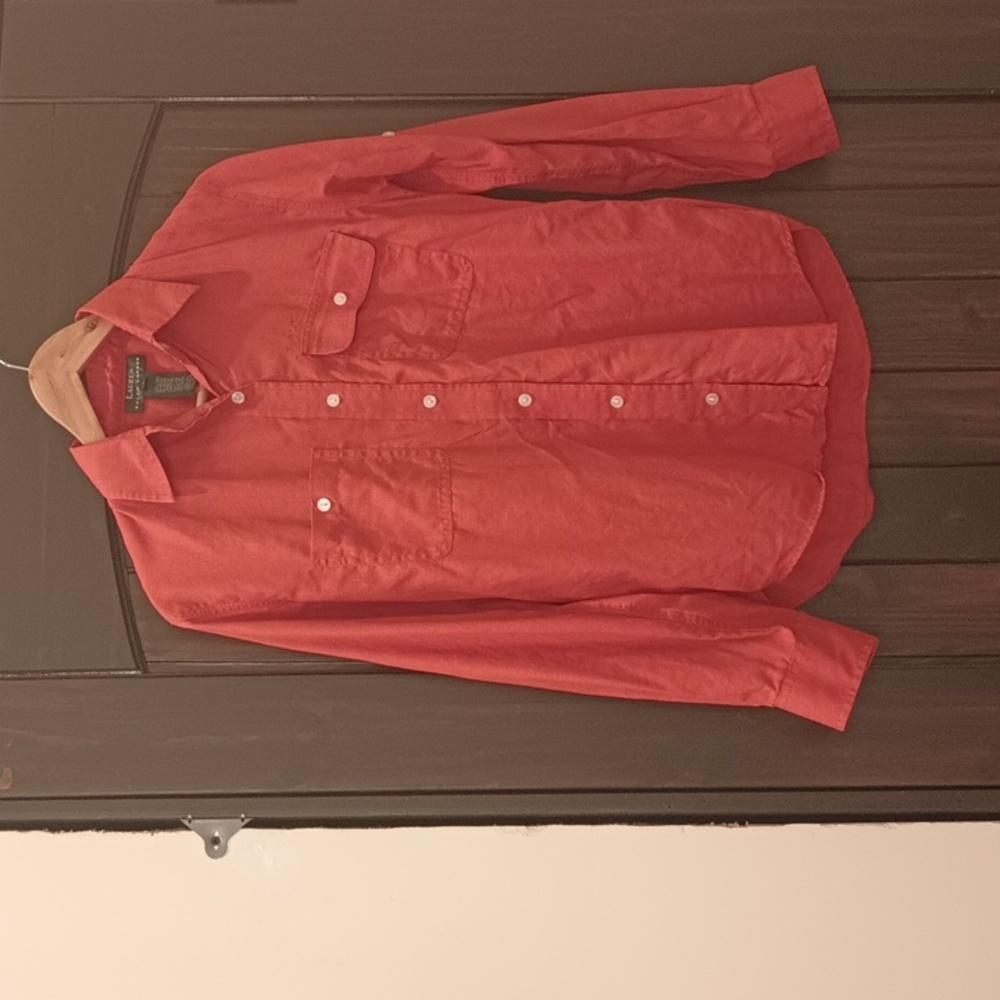 Linen Ralph Lauren Orange Button Down